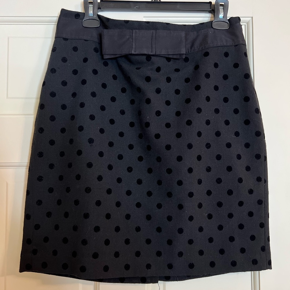 JCrew Polkadot black pencil skirt